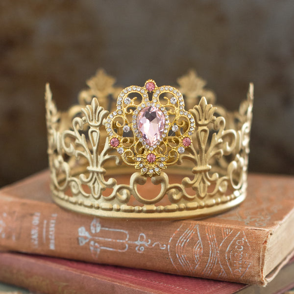 Gold Crown Cake Topper ~ with Pink Rhinestones