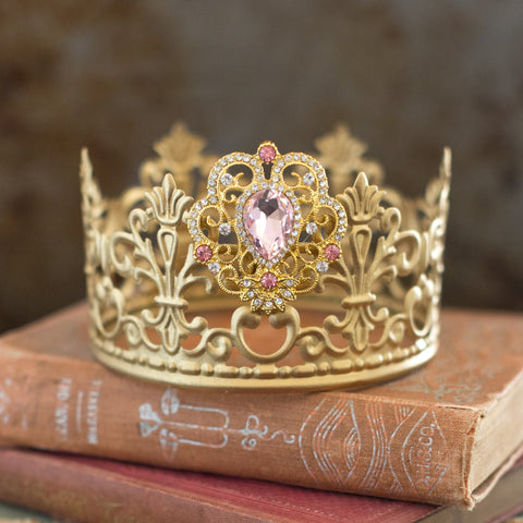 Gold Crown Cake Topper ~ with Pink Rhinestones