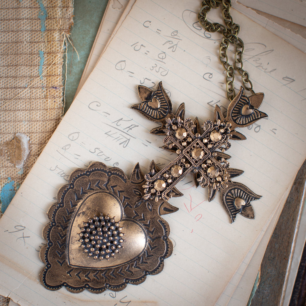 Black & Gold Cross ~ Sacred Heart