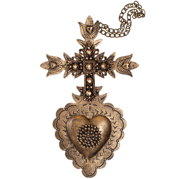 Black & Gold Cross ~ Sacred Heart