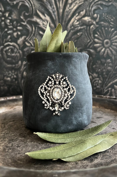 Black Jeweled Pot/Planter