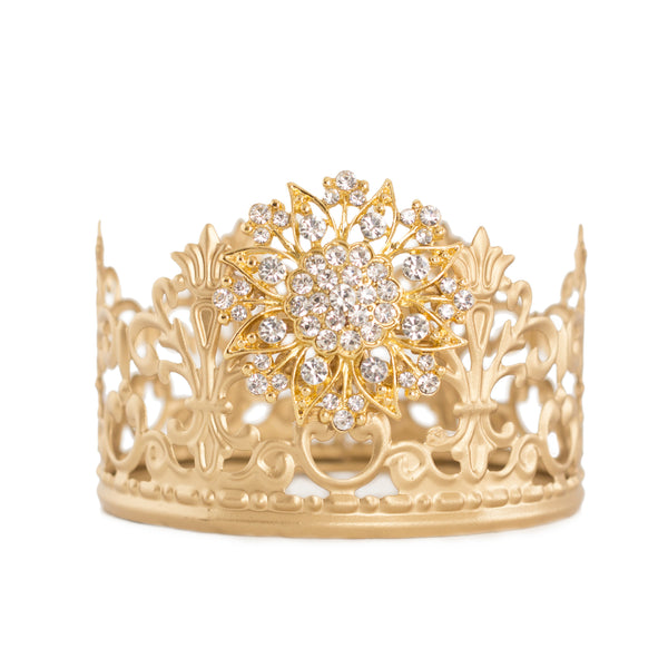 Gold Crown Cake Topper ~ with White Rhinestones
