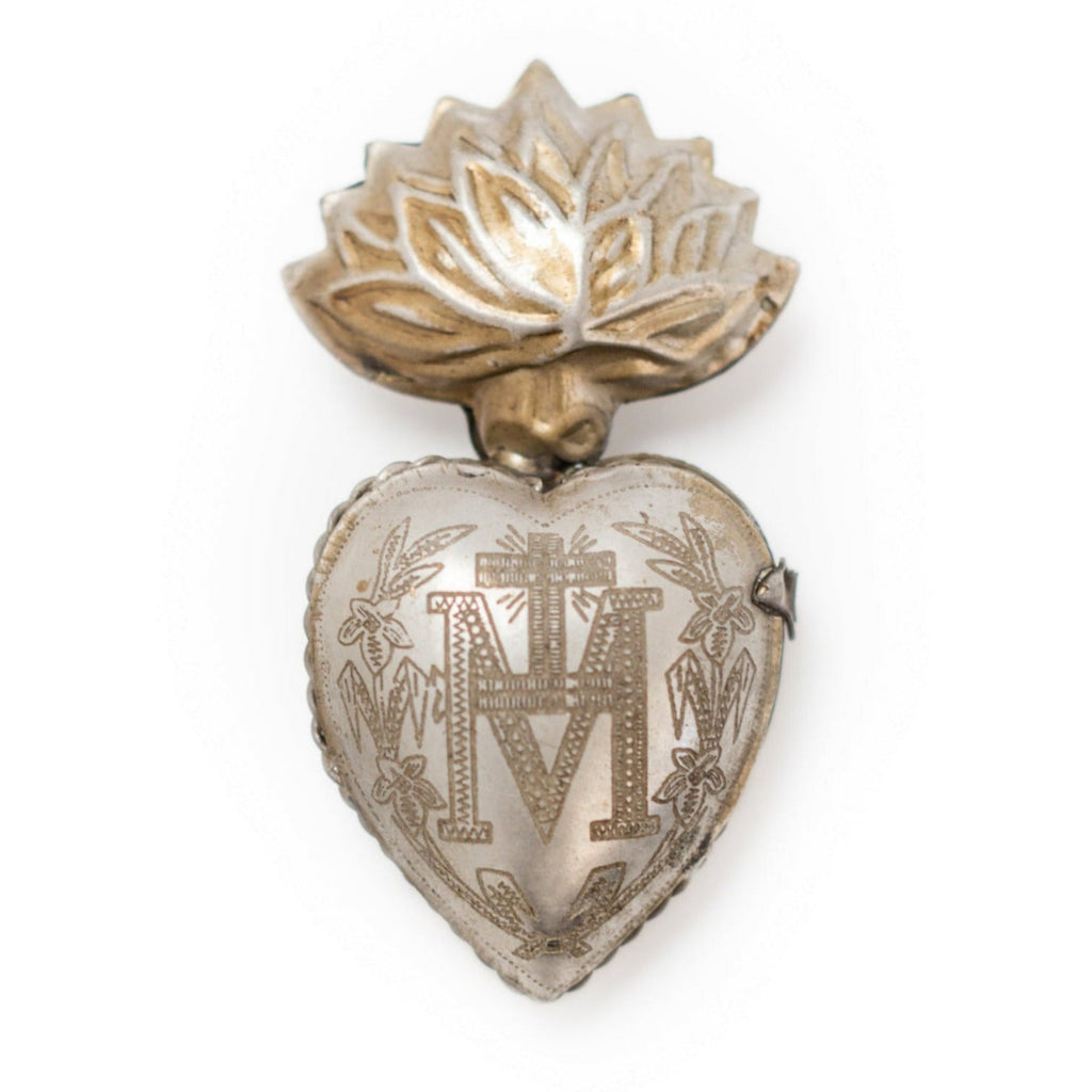 Small Flame Sacred Heart ~ Silver