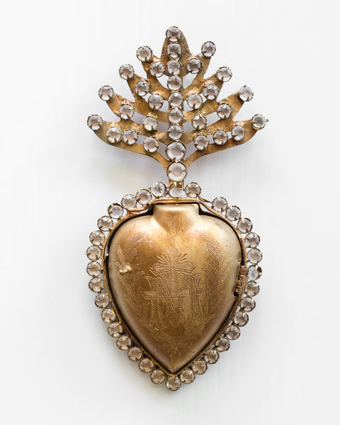 Vintage style Gold Heart with distressed crystals