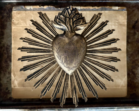 Black and Gold Sunburst Sacred Heart
