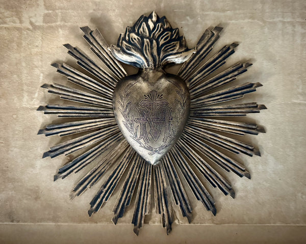 Black and Gold Sunburst Sacred Heart