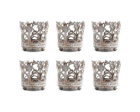 Votive holders, Set of 6, Silver Blue