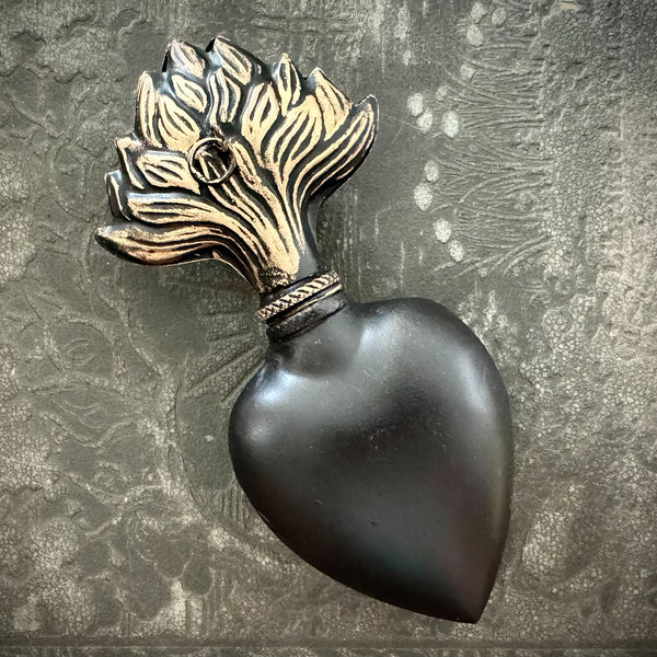 Sacred Heart Holy Water Vessel Replica ~ Black & Gold (Copy)