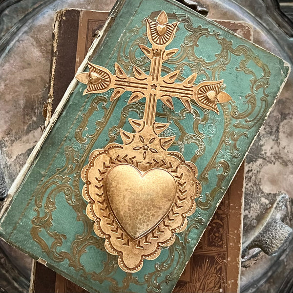 Antique Gold Cross ~ Sacred Heart