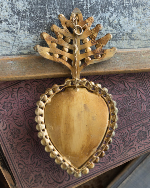 Vintage style Gold Heart with distressed crystals