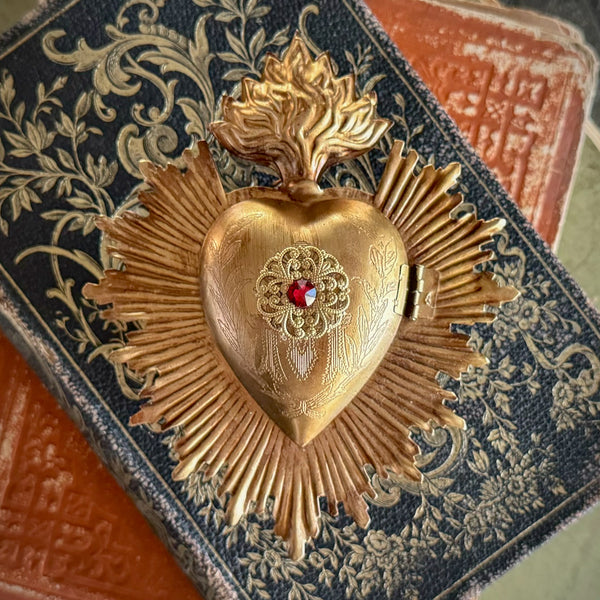 Sacred Heart with red rhinestone