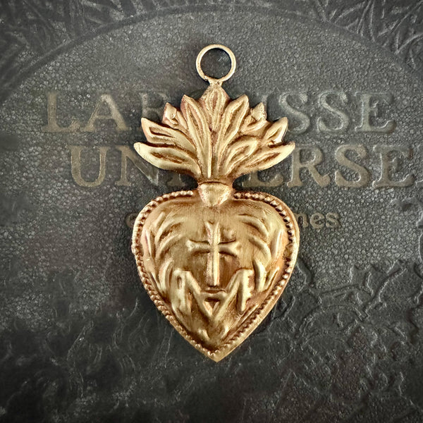 Small Hanging Sacred Heart ~ Antique Gold