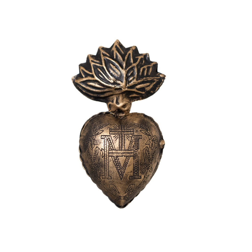 Small Flame Sacred Heart ~ Black & Gold