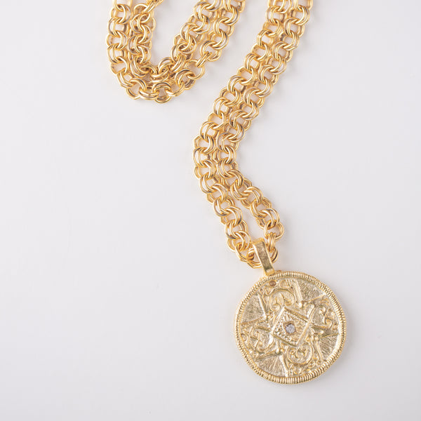 Coin Cross Necklace ~ Matte Gold