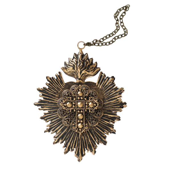 Sacred Heart ~ Black & Gold Cross