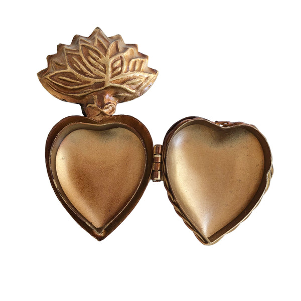 Small Flame Sacred Heart ~ Antique Gold